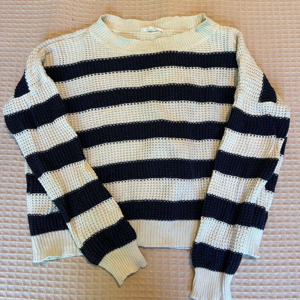 Emerson Fry Navy and Cream Striped Sweater